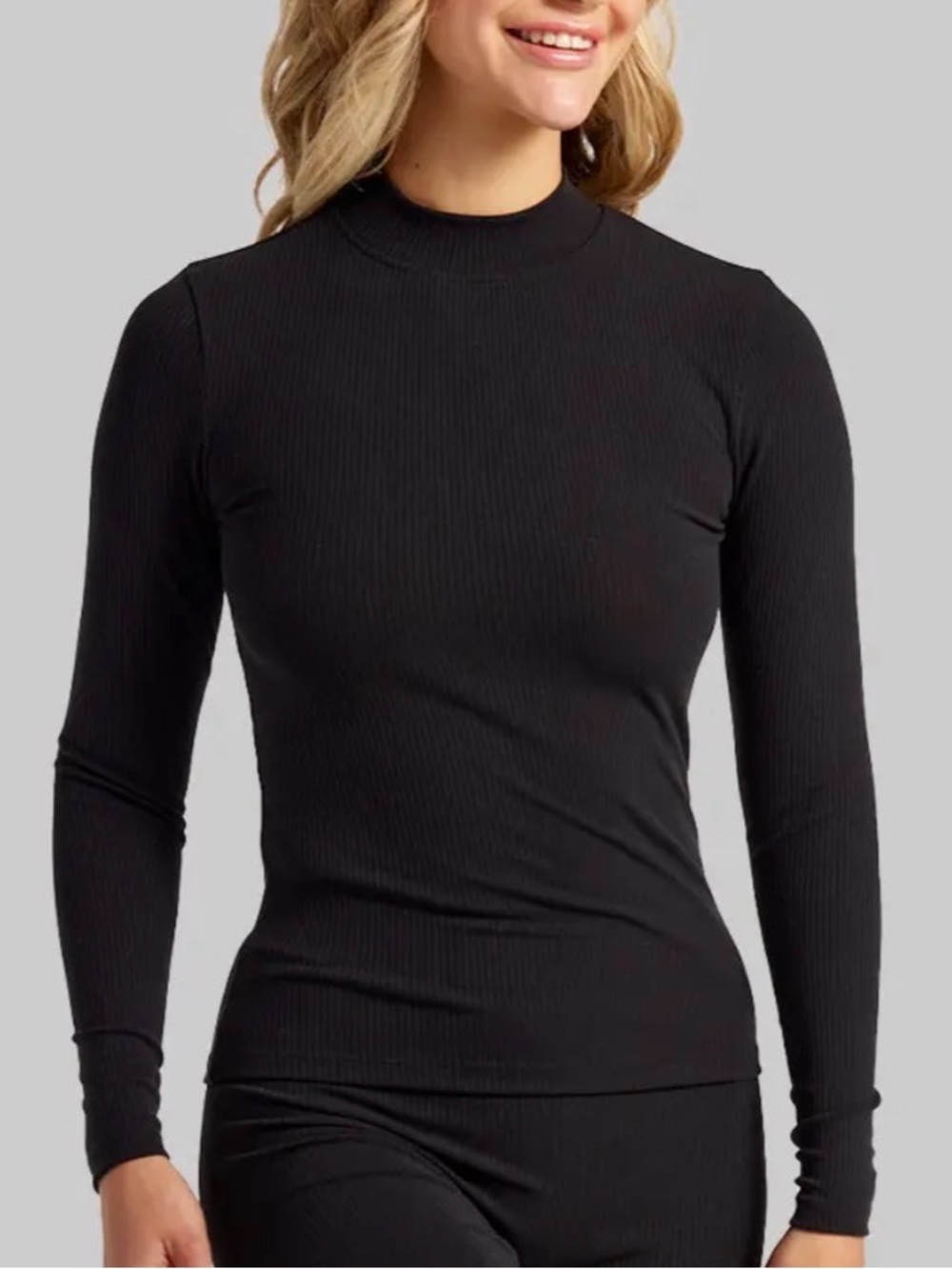 Bylt Black Long-Sleeve Ribbed Mock Neck Top size XL